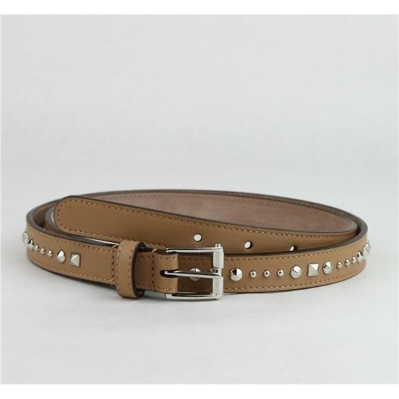 Gucci Studded Caramel Brown Leather Women Belt w/silver Buckle 85/34 Authentic - Picture 1 of 12